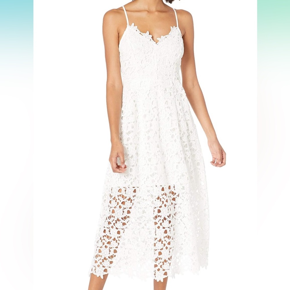 ASTR white lace midi dress